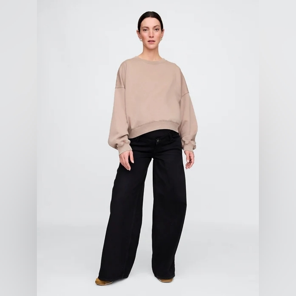 GAP UltraSoft Full Panel Baggy Maternity Jeans Wide Leg Black 27/4 SHORT NWT $90